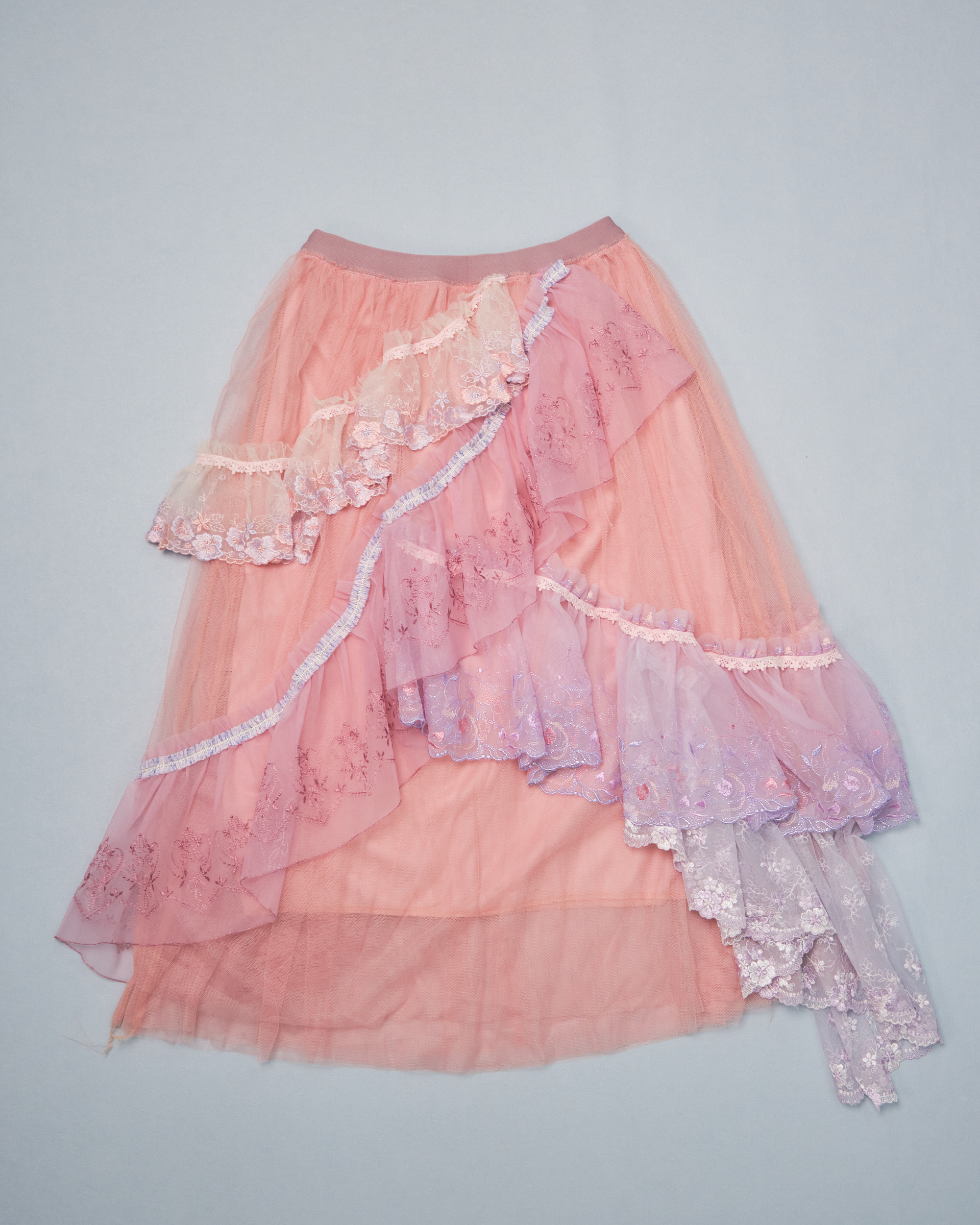 11320 Elegant Layered Elastic Waist Long Skirt