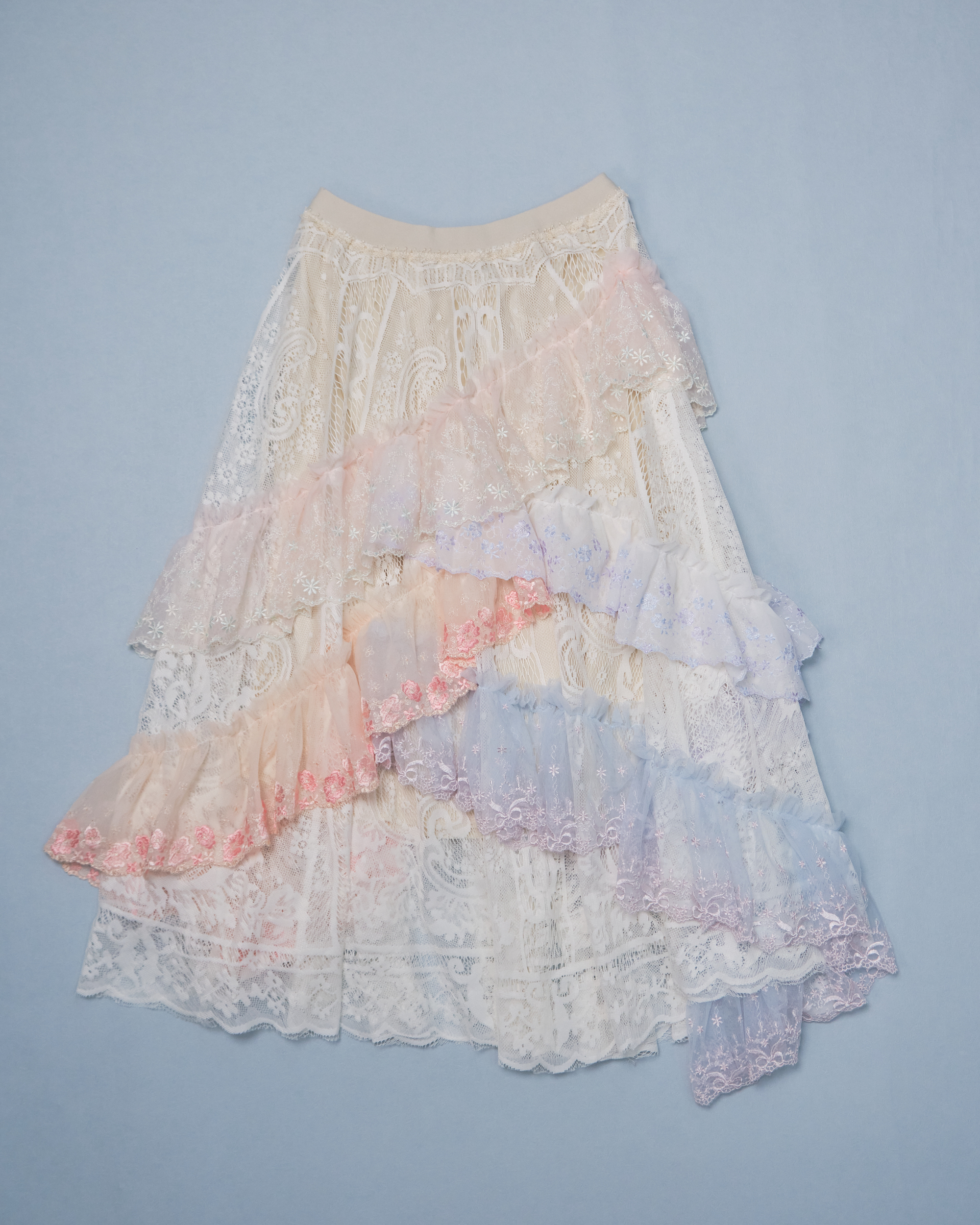 11318 Elegant Layered Elastic Waist Long Skirt