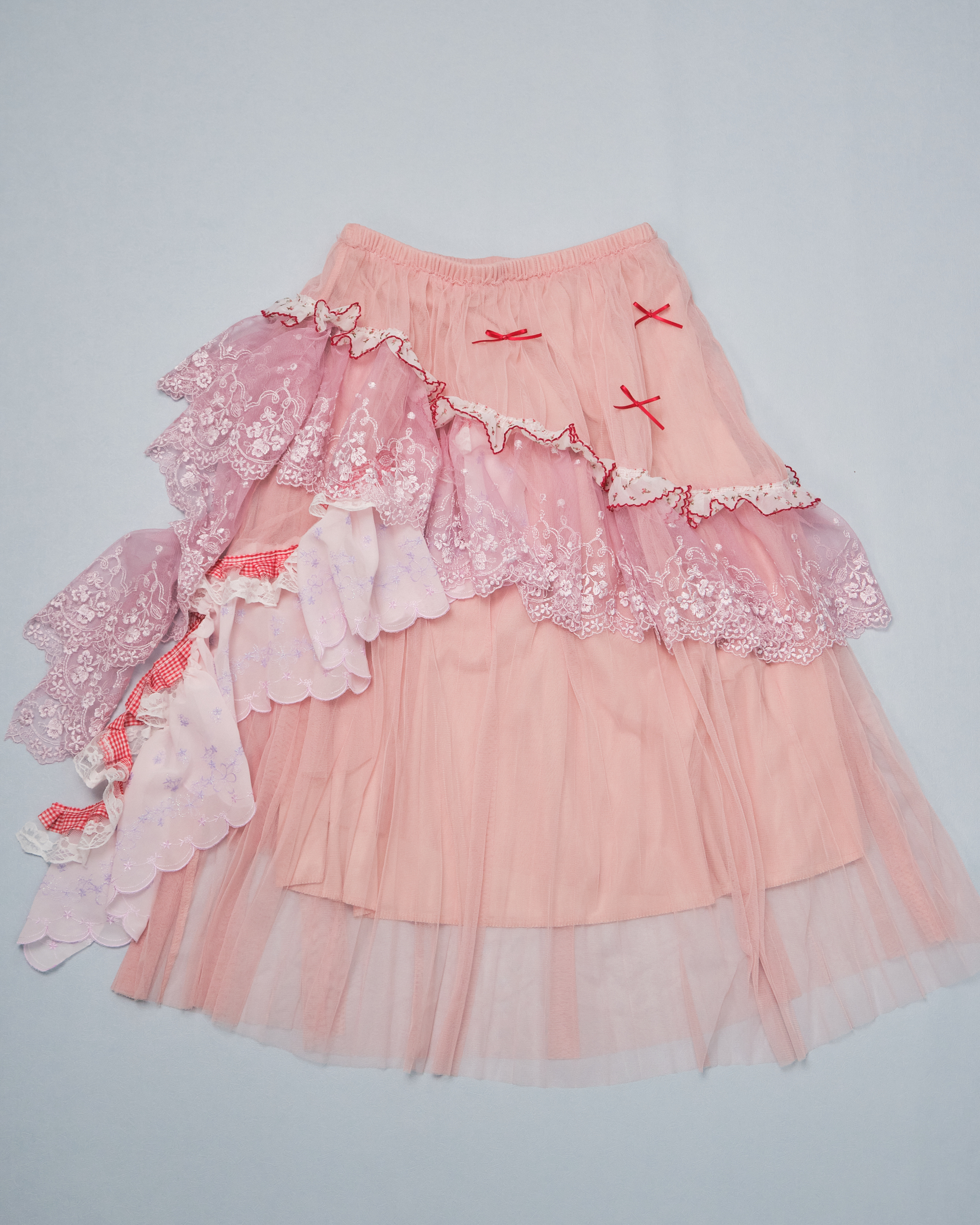 11319 Elegant Layered Elastic Waist Long Skirt