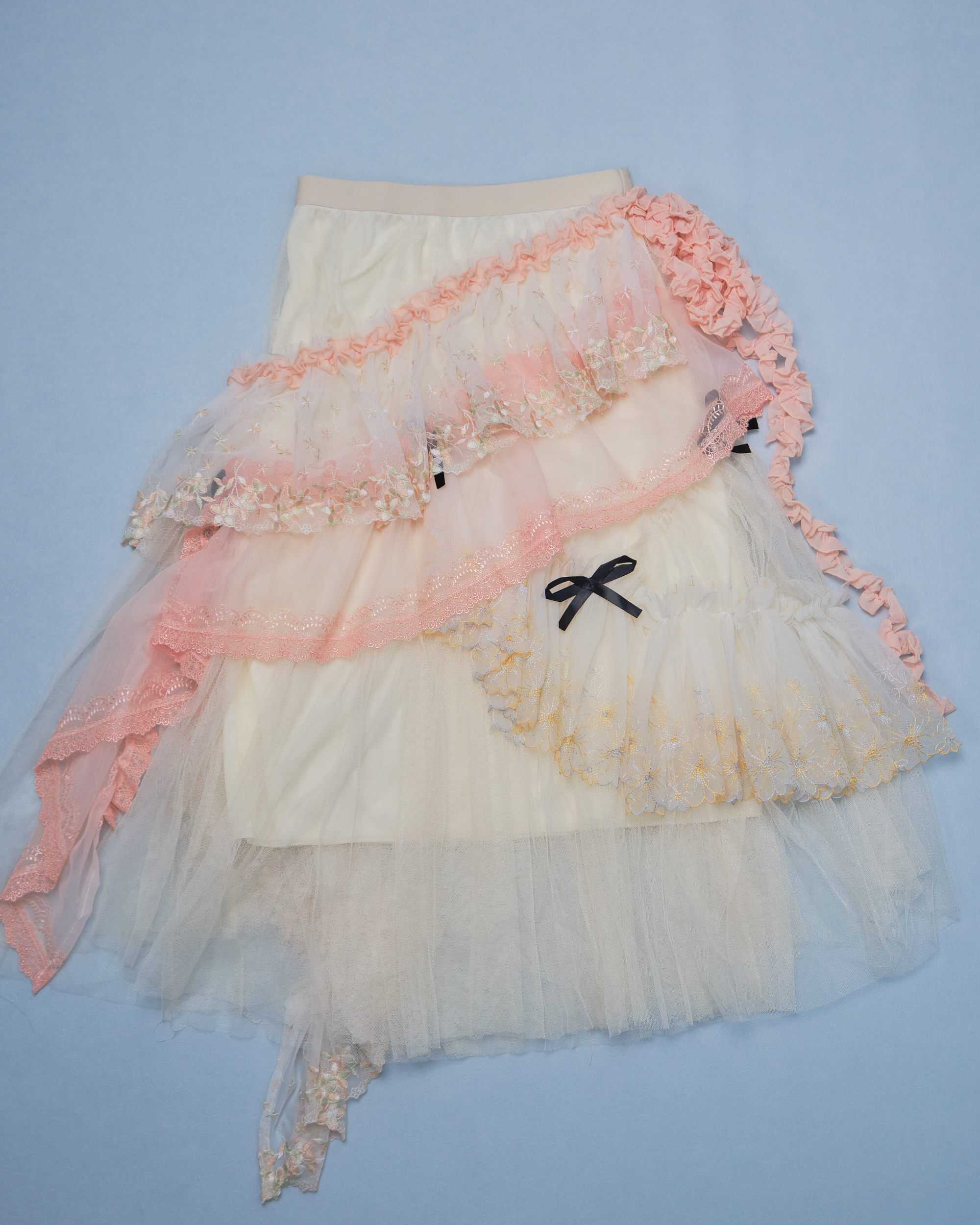 11322 Elegant Layered Elastic Waist Long Skirt