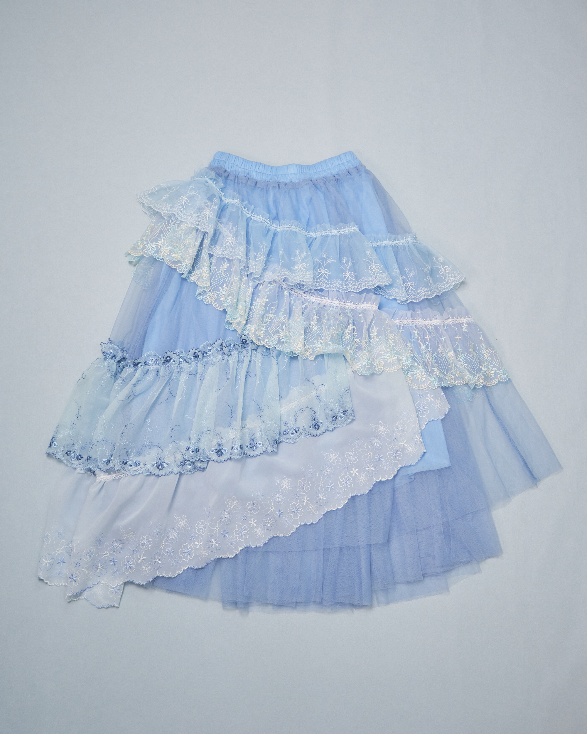 11321 Elegant Layered Elastic Waist Long Skirt