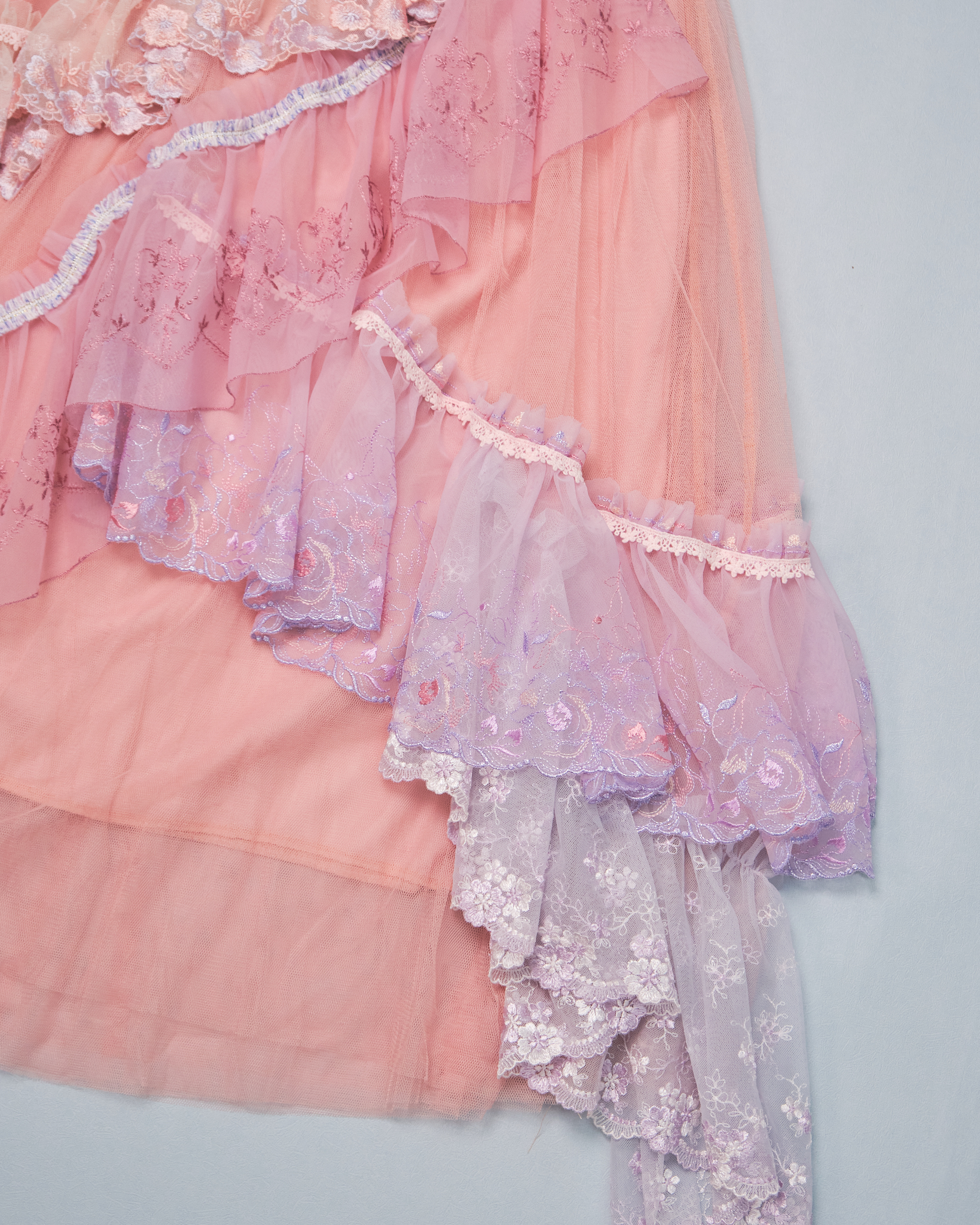 11320 Elegant Layered Elastic Waist Long Skirt