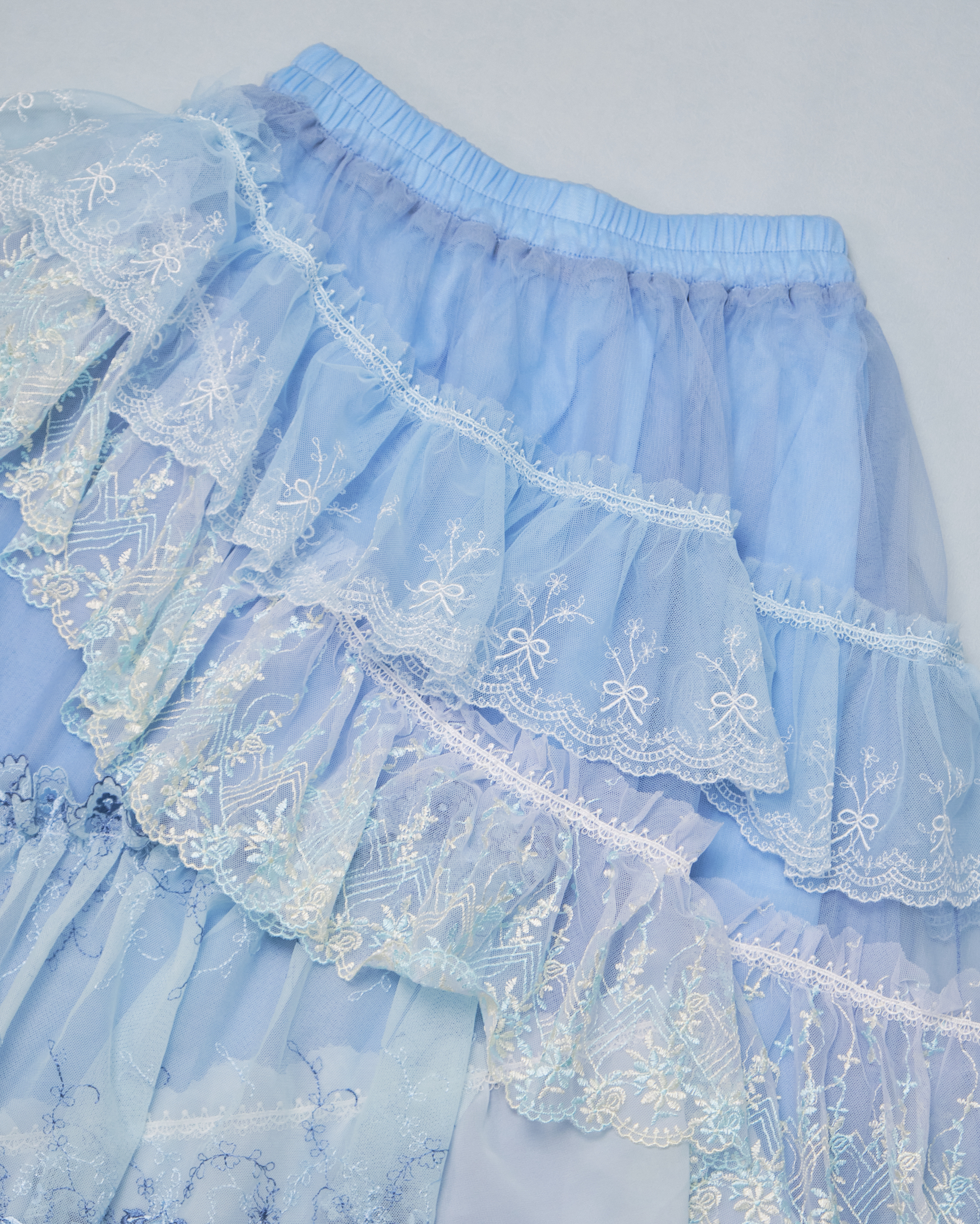 11321 Elegant Layered Elastic Waist Long Skirt