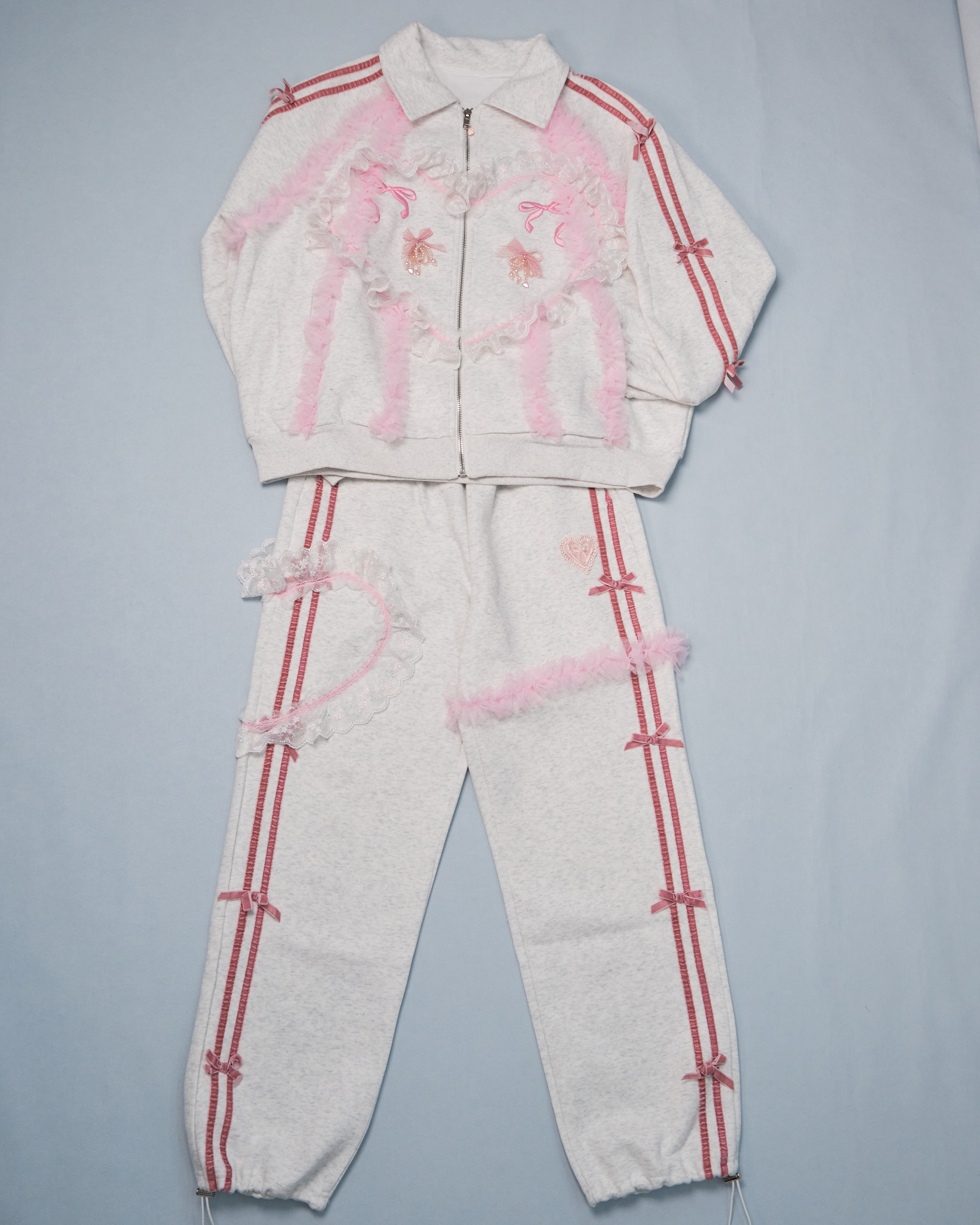 11341 Cute Sporty Style Ribbon Jacket And Trousers Set