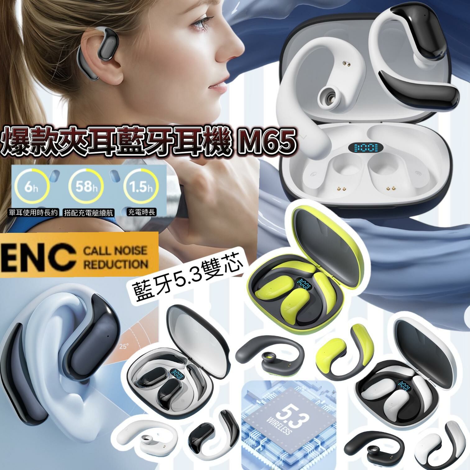 最新爆款夾耳藍牙耳機 M65