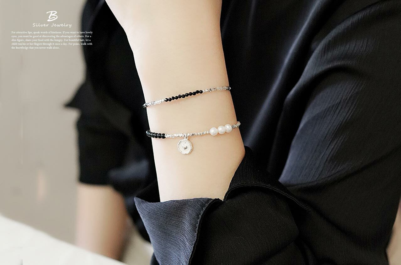 神秘的妳純銀手鍊二入組(黑瑪瑙)/G16 |女生禮物 情人節禮物