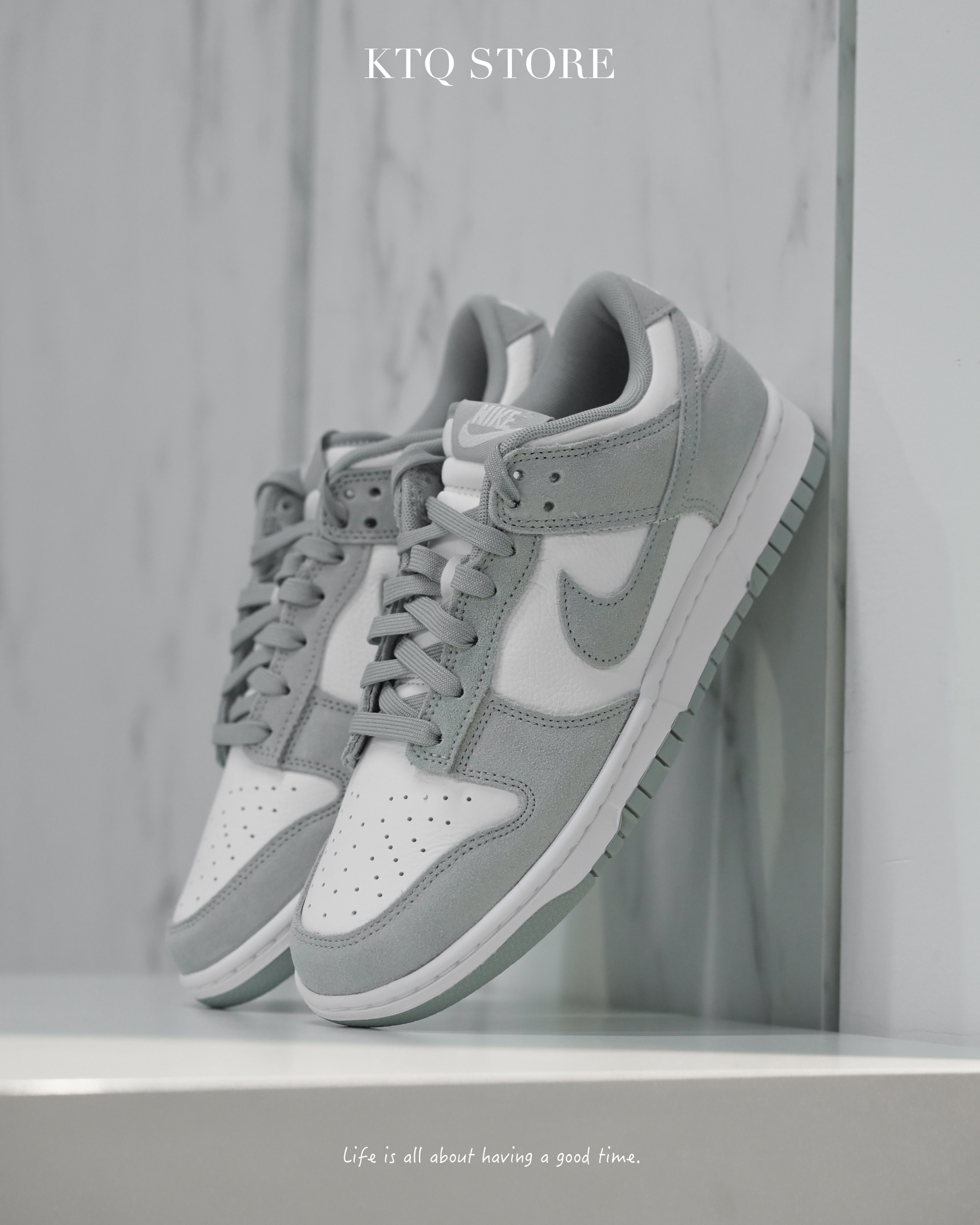 KTQ STORE ‧ NIKE DUNK LOW 灰白 麂皮 荔枝皮革 男鞋 FQ8249-101