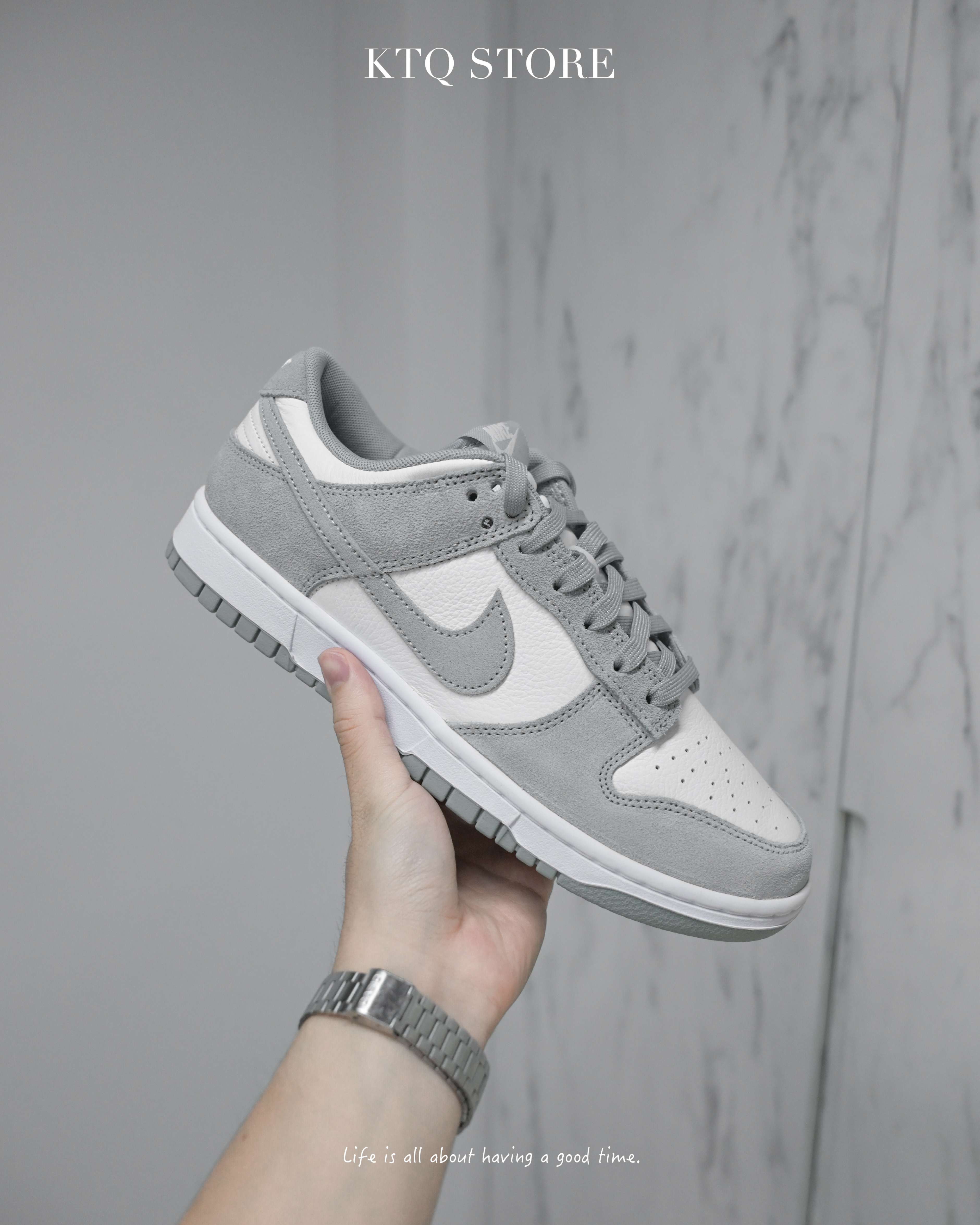 KTQ STORE ‧ NIKE DUNK LOW 灰白 麂皮 荔枝皮革 男鞋 FQ8249-101