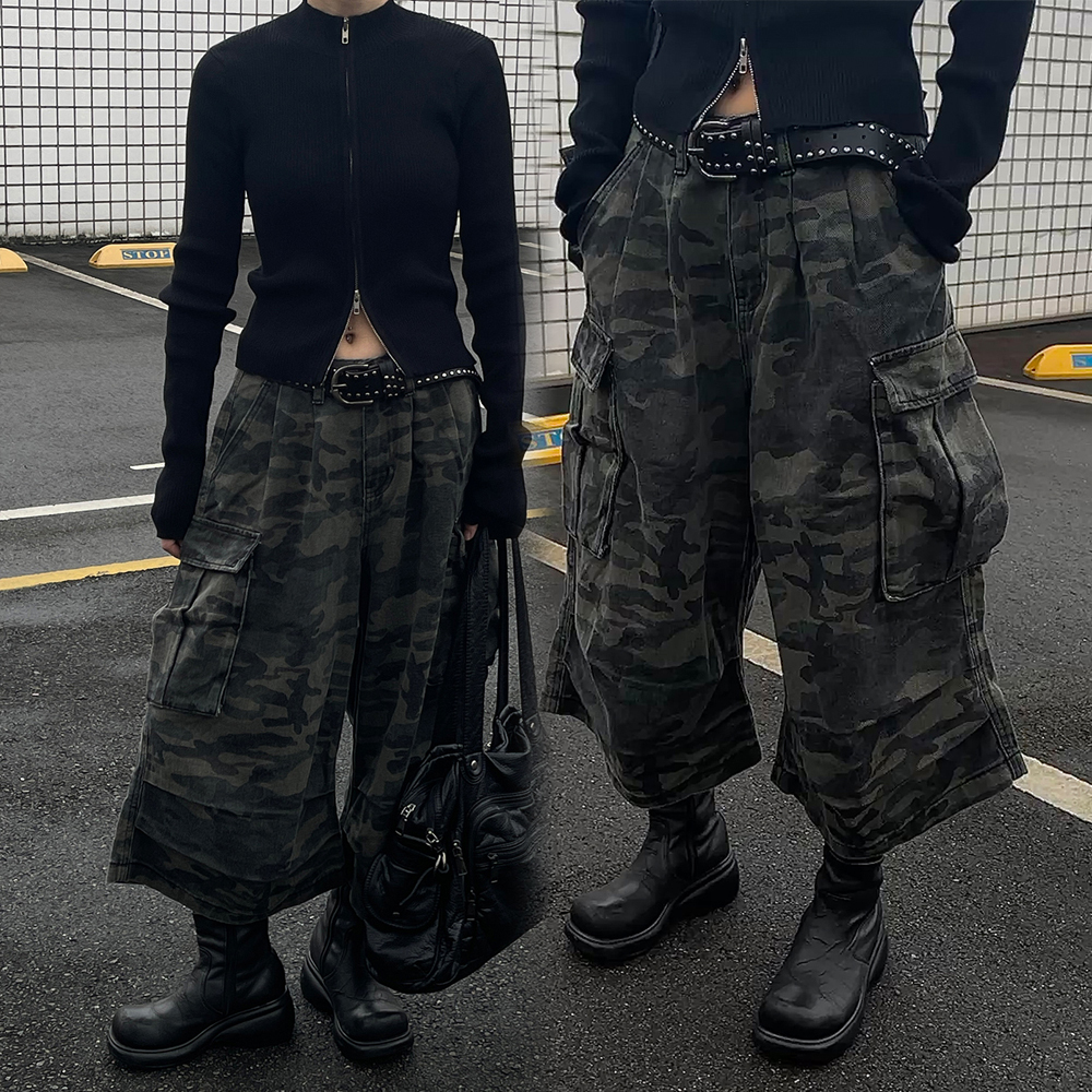 迷彩寬管九分褲(in stock)