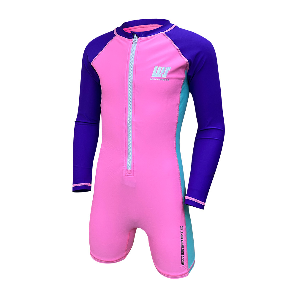 兒童長袖連身游泳防曬衣 - 粉紅/紫