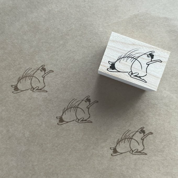 日本YUN．雞媽媽-請受我一拜 2x3cm原創櫸木印章