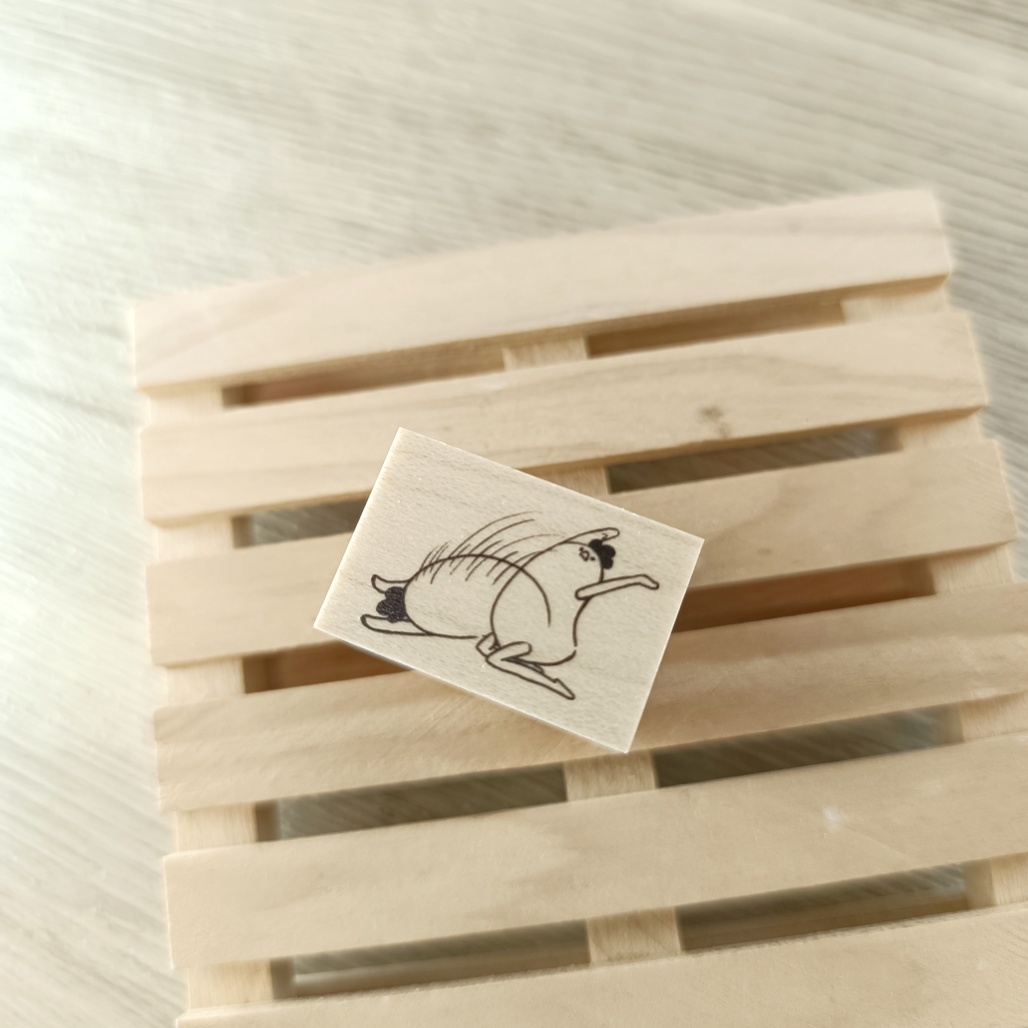 日本YUN．雞媽媽-請受我一拜 2x3cm原創櫸木印章