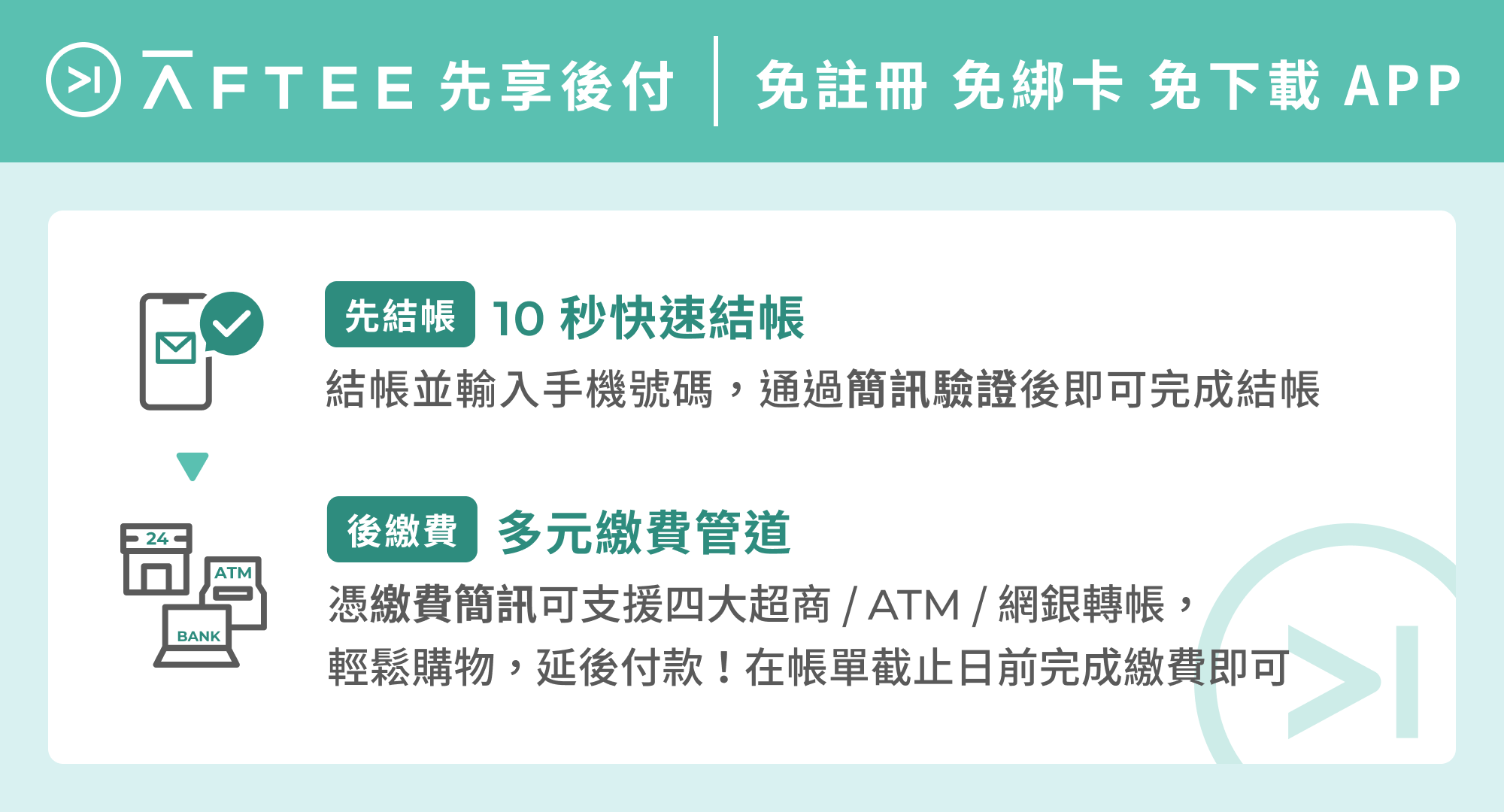 AFTEE 先享後付（支援超商、網銀繳費）