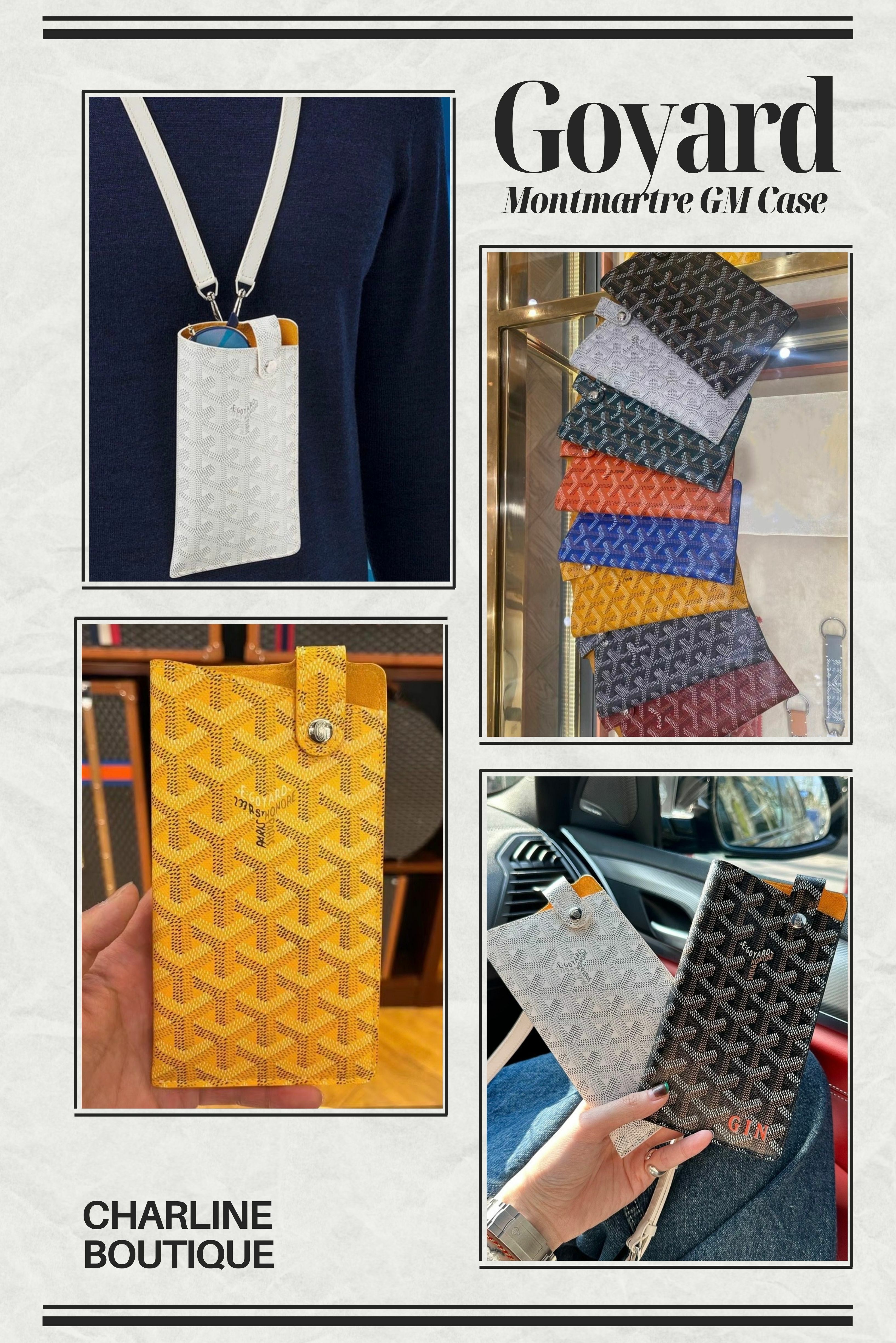 Montmartre GM Case  這款真的是我們見過最實用的「小廢包」之一！雖然它的體積看起來很小巧，但實際上用途相當廣泛。它可以用來當作眼鏡袋、手機包，也能作為鑰匙包或卡包，真的稱得上是一款名副其實的「萬用小包」。無論是日常出門攜帶一些小物品，還是旅行時作為隨身物品的整理包，他都能夠輕鬆勝任。  雖然這款包不像 Goyard 其他經典皮件那麼火熱，但它的實用性絕對可以獲得五顆星的評價！而且，相較於其他奢侈品牌的包款，這款包的價格也相對親民，CP 值超高，是精打細算的時尚愛好者不可錯過的選擇。更棒的是，這款包的設計還加入了皮革環扣，您可以將它夾在皮帶上，或是額外加購肩帶，將它變成一款實用的肩背包，實現雙手自由的快感。他不僅顏值高，也能輕鬆適應各種場合，讓您無論是上班、外出還是旅行，都能展現出品味與實用性的完美結合！此外，這款 Goyard 小包還提供多達11種經典顏色可選，無論你是喜歡低調沉穩的顏色還是偏愛亮眼奪目的繽紛色，應有盡有，瞬間讓人陷入「選色困難症」的窘境。是不是聽到這裡，就對這款包充滿了濃厚的興趣了呢？