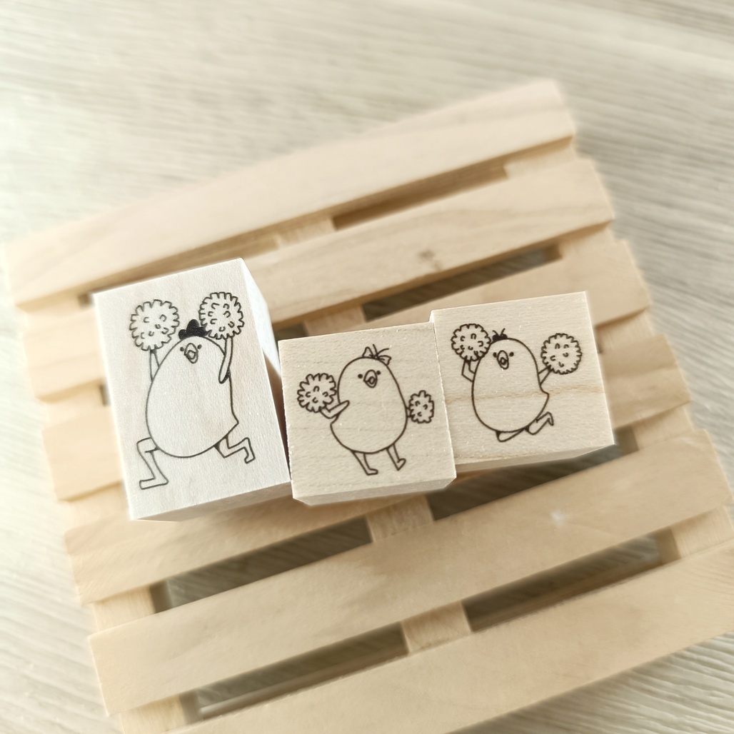 日本YUN．雞家族-加油!! 原創櫸木印章 共三款