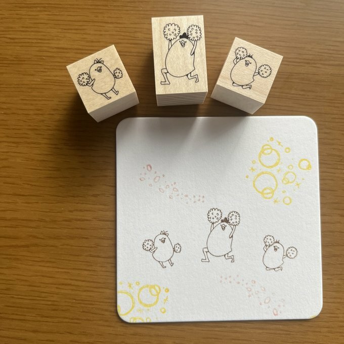 日本YUN．雞家族-加油!! 原創櫸木印章 共三款