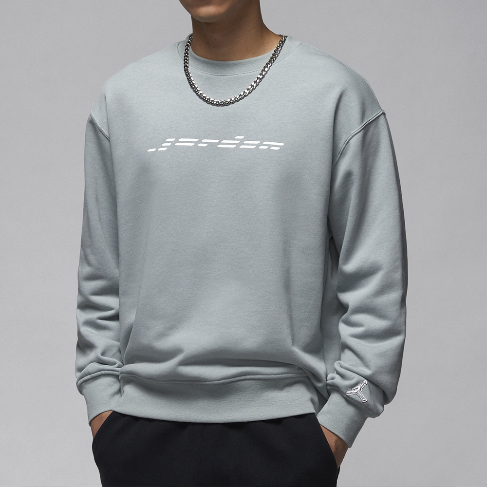 Nike J FLC Crew DR GCEL 男款 灰色 毛圈布 寬鬆 大學T 衛衣 喬丹 長袖 HQ4889-041