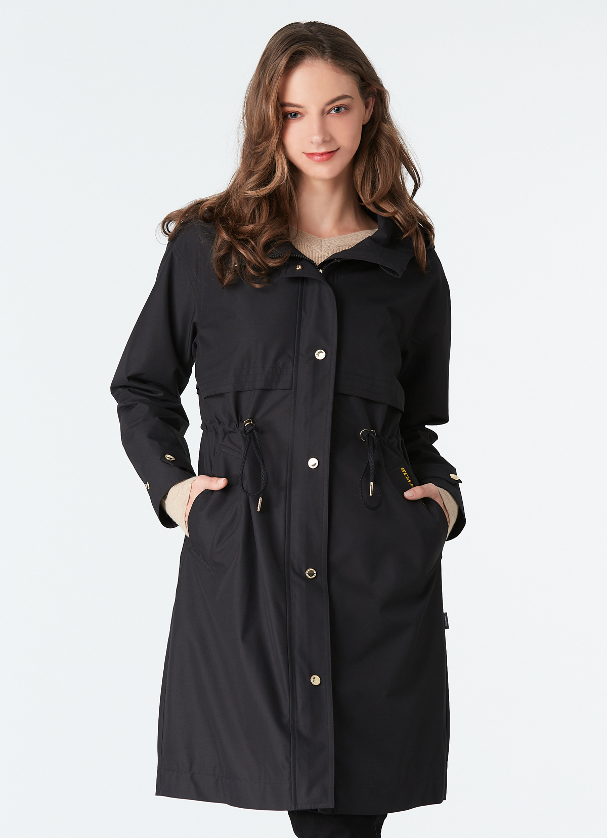 石墨烯法式美學派克大衣-2435WJ-晶鑽黑