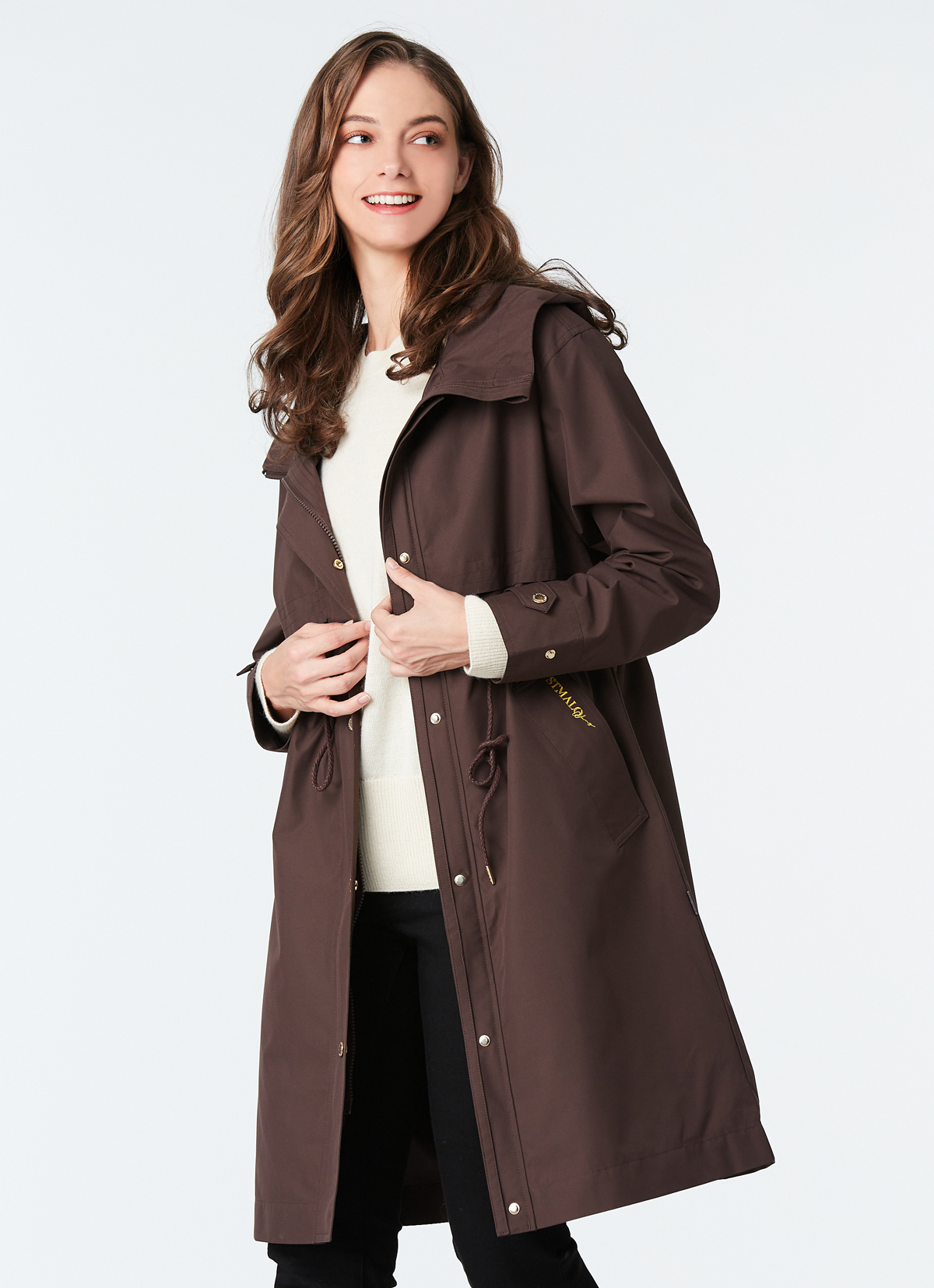 石墨烯法式美學派克大衣-2435WJ-樺木棕