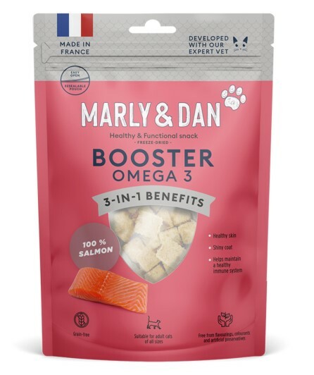 ($100/3件)法國Marly&Dan 貓小食 凍乾三文魚粒 Omega-3配方 40g