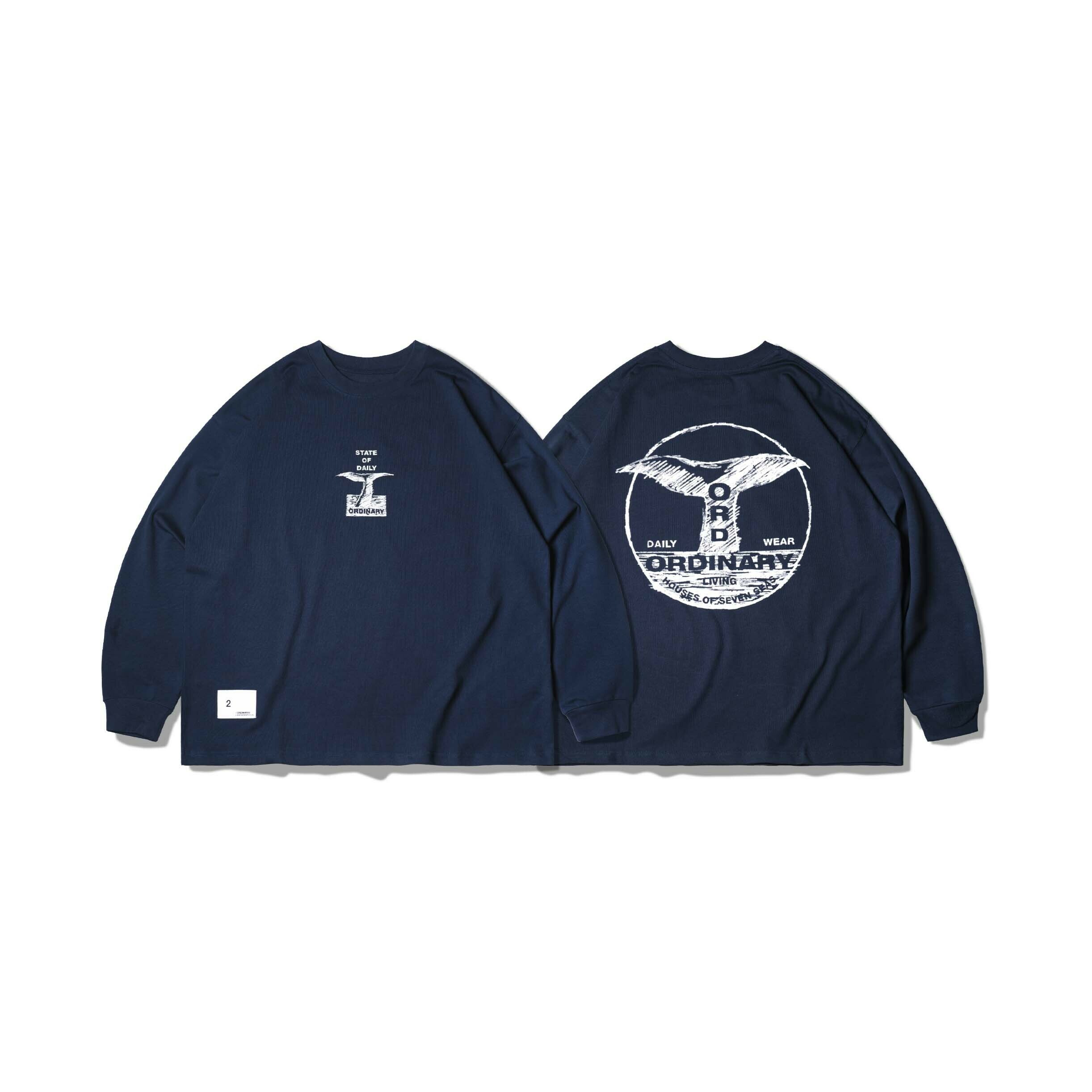 ORDINARY 素描鯨魚LOGO長TEE