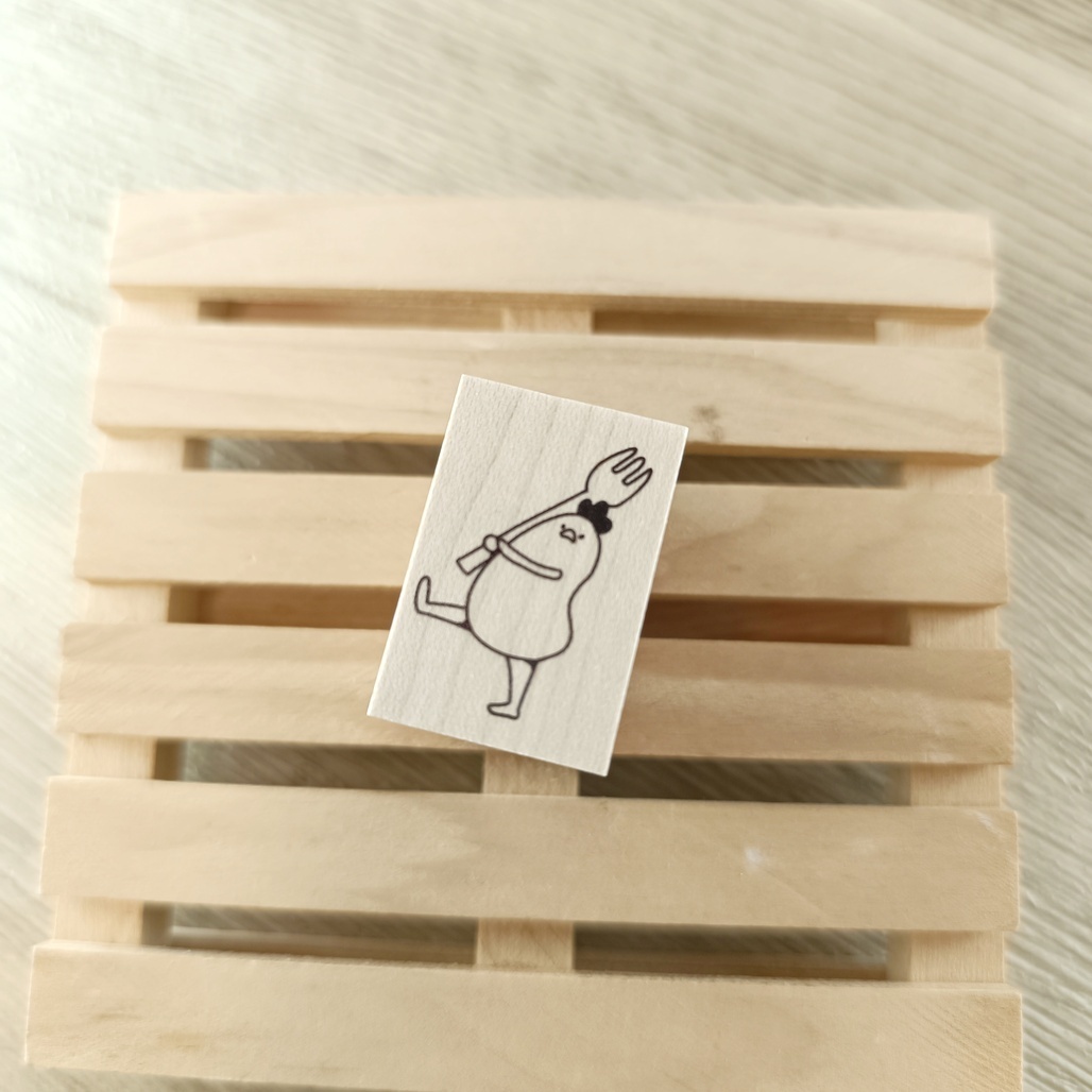日本YUN．雞媽媽大行進 2x3cm原創櫸木印章