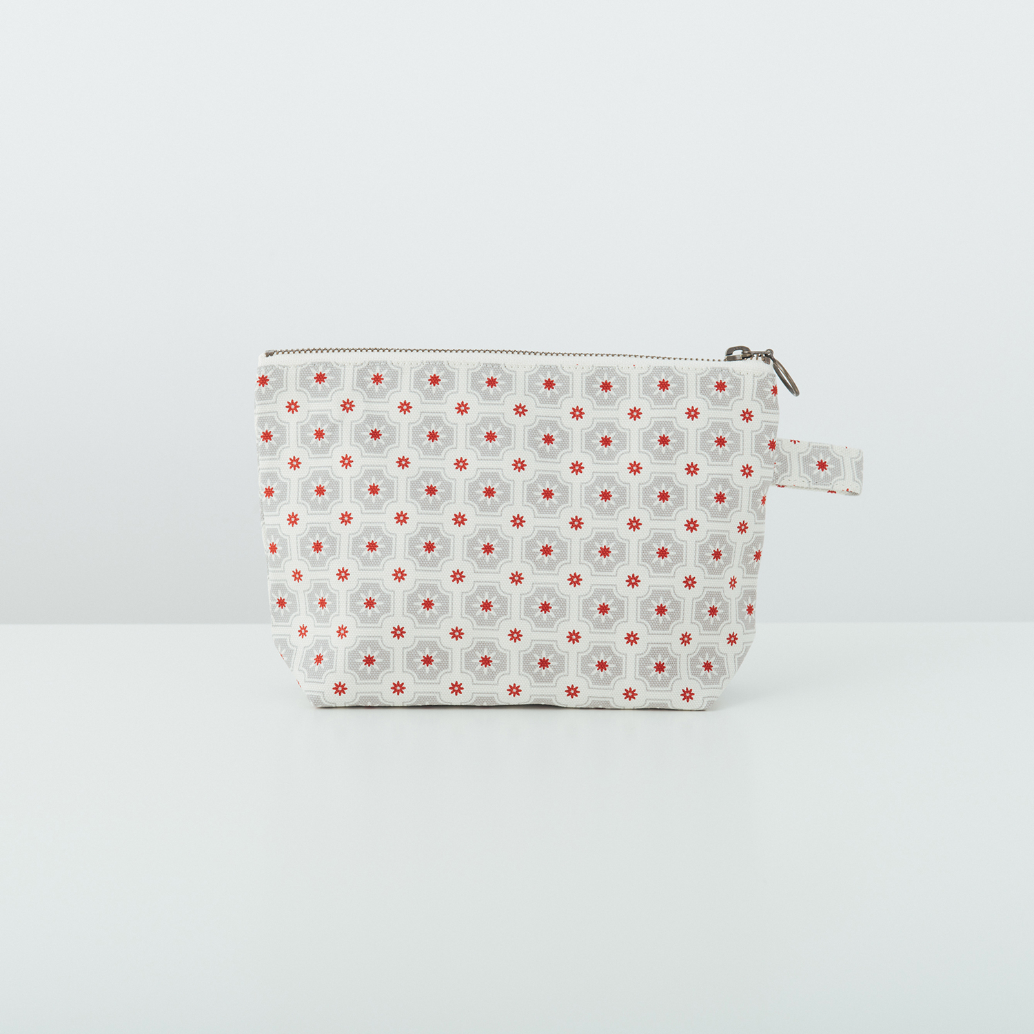 印花樂拉鏈梯形收納包老磁磚