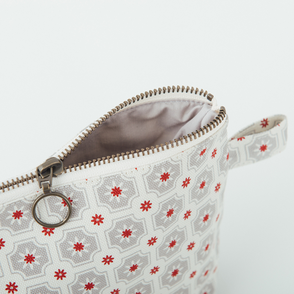 印花樂拉鏈梯形收納包老磁磚