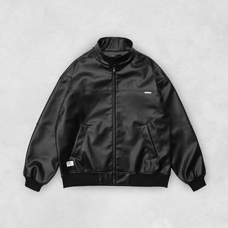 B-SIDE LEATHER HARRINGTON JKT