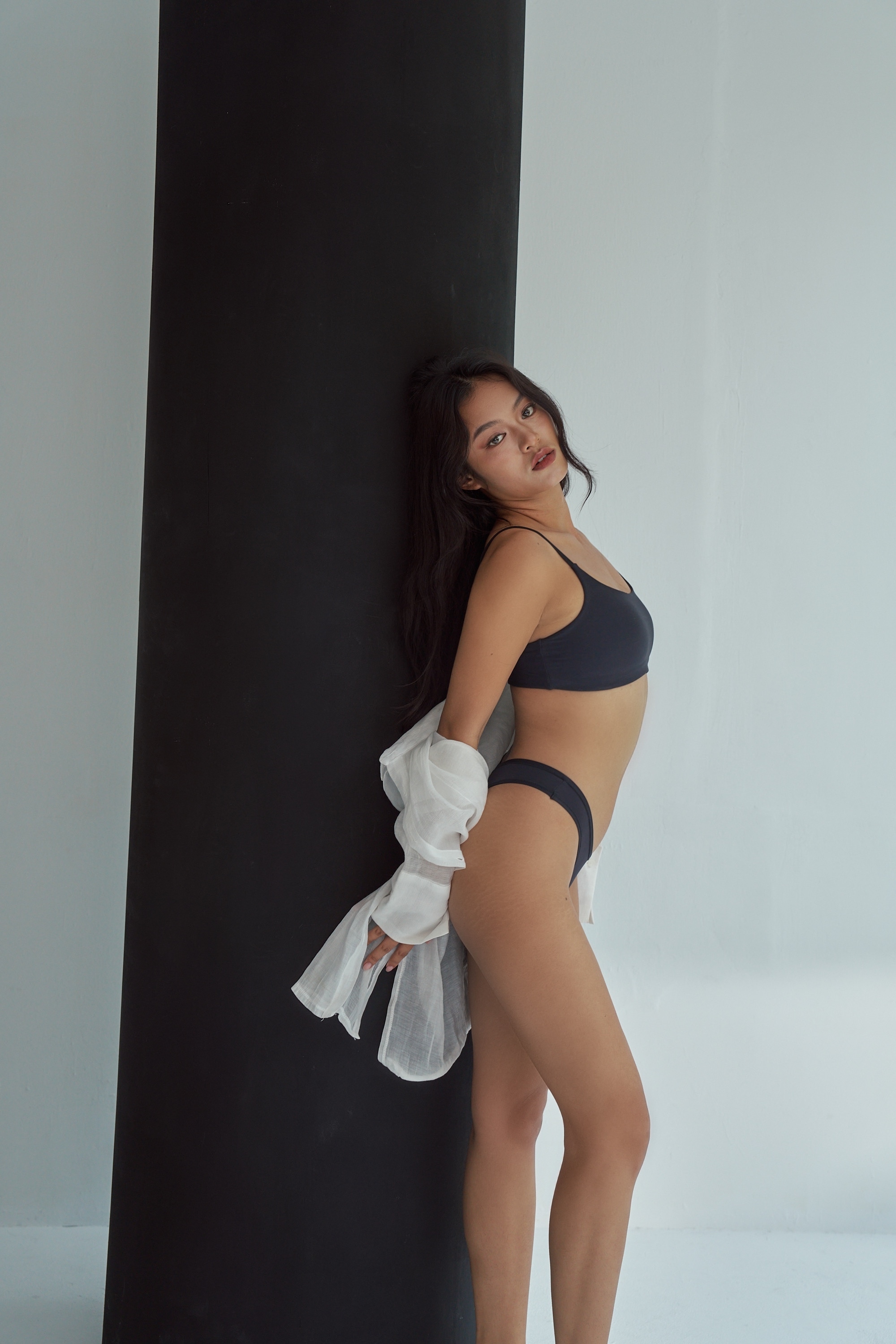 Meufs訂製裸感彈性抗菌背心內衣套組〔黑色〕