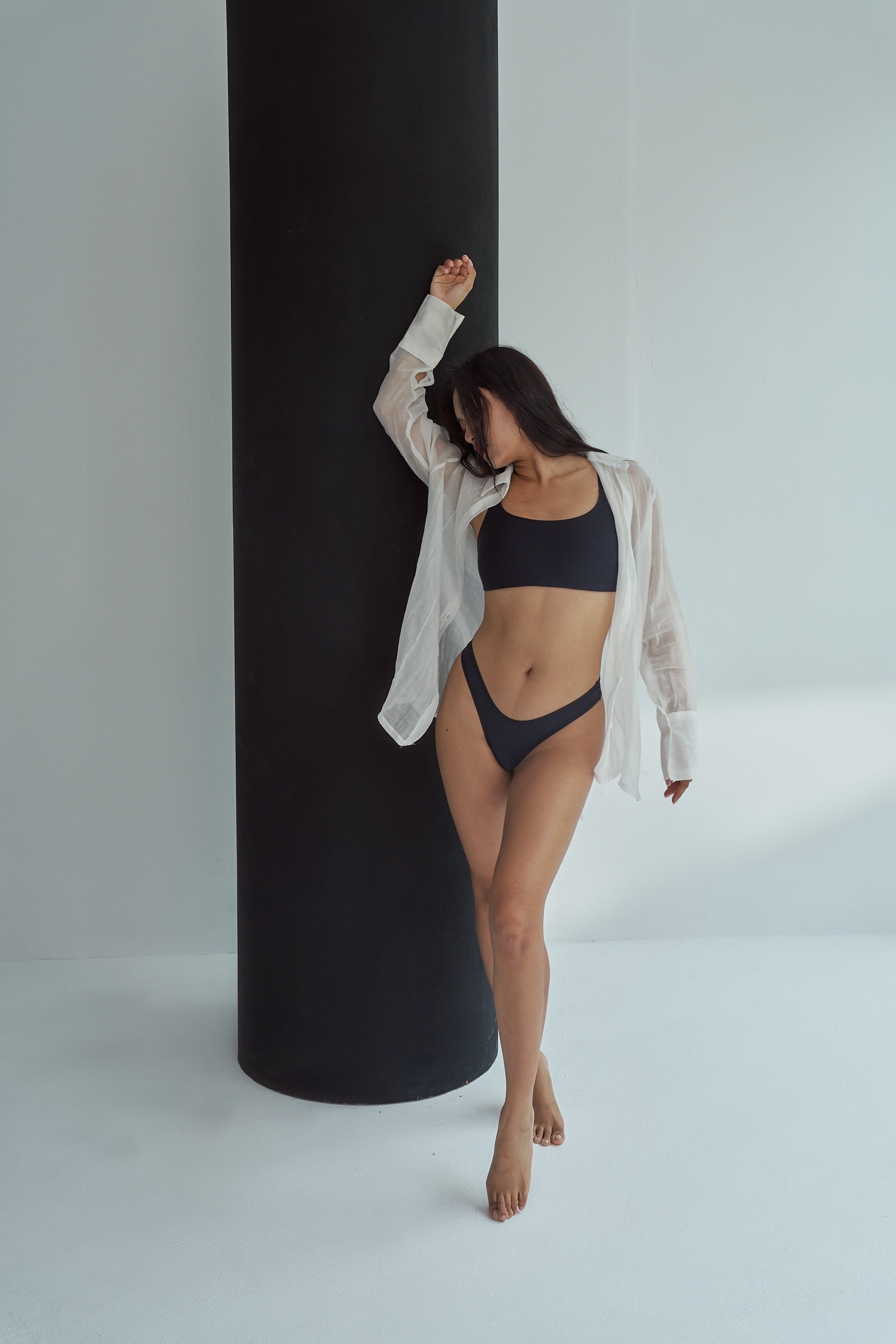 Meufs訂製裸感彈性抗菌背心內衣套組〔黑色〕