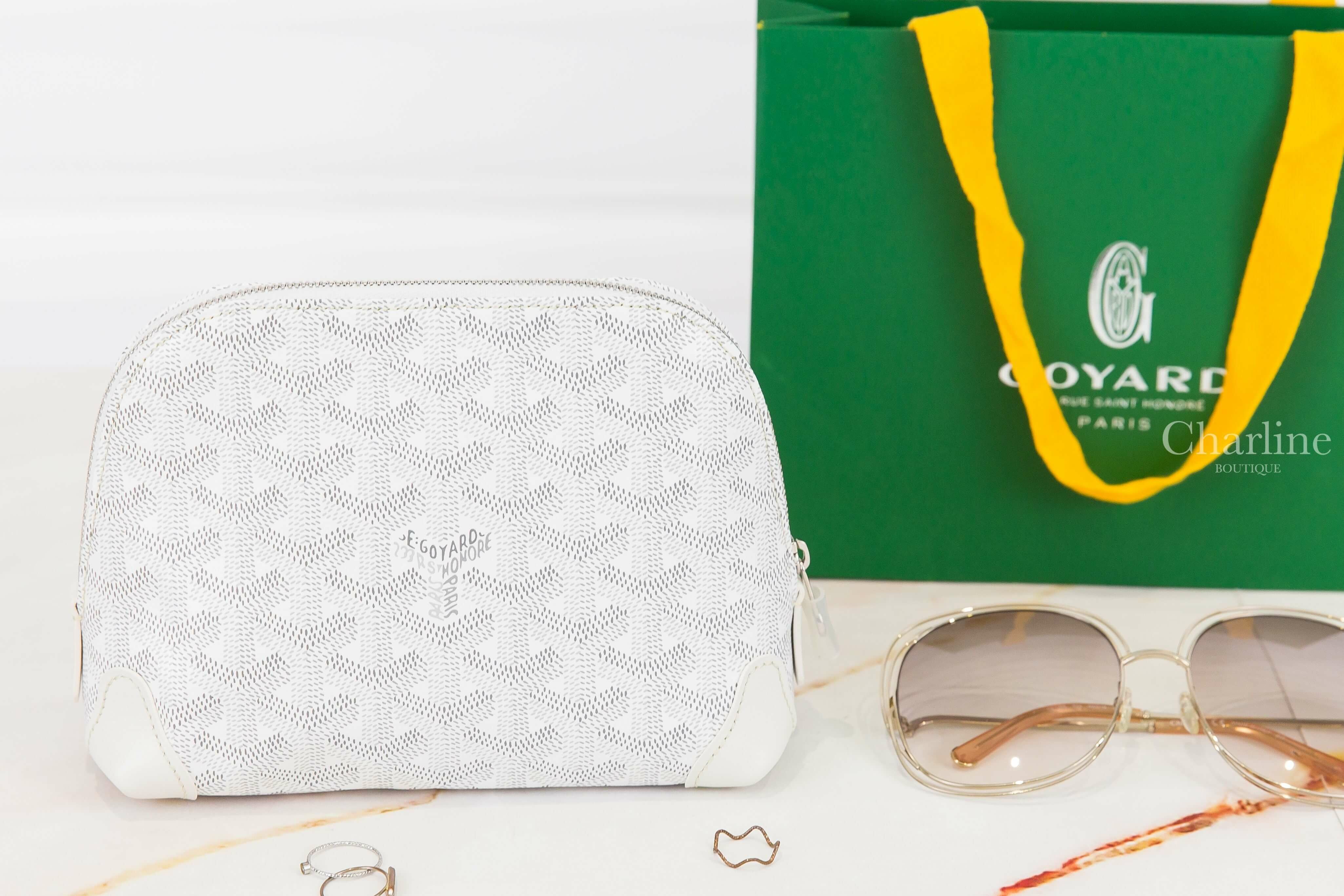 Goyard Vendôme Cosmetic Pouch 白色帆布小牛皮拉鍊化妝包-Charline Boutique 精品代購