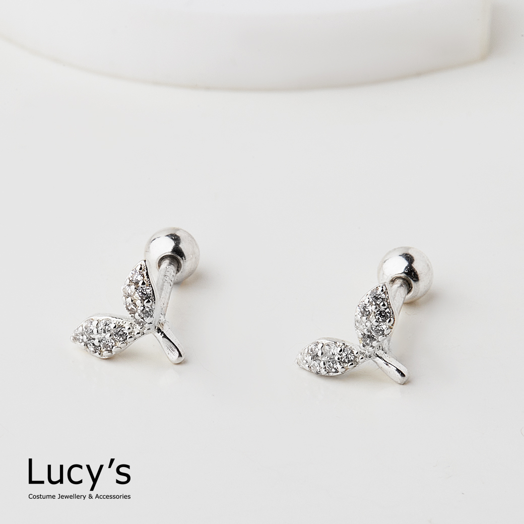 925純銀 晶漾小草 轉珠耳環 (115086)