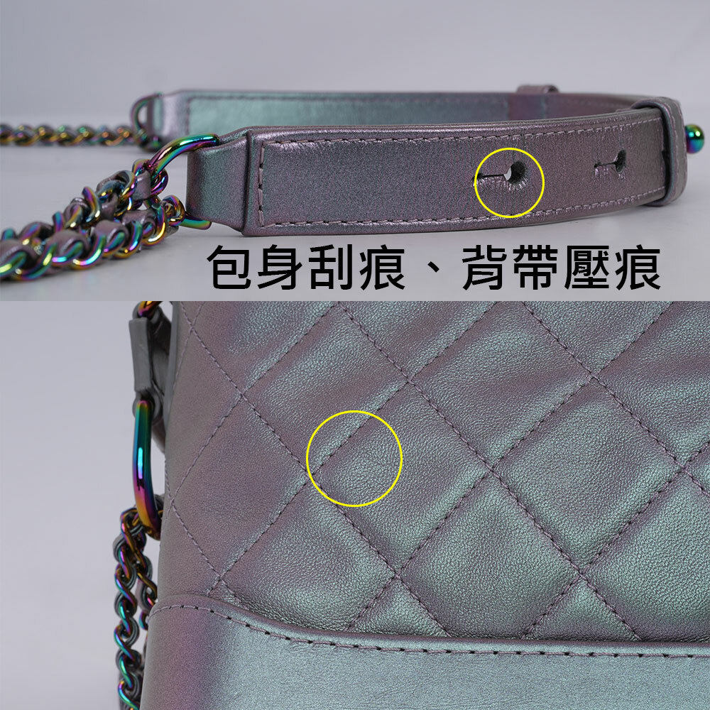 【CHANEL】Gabrielle Hobo 小牛皮流浪包(小款)(炫彩紫)A91810