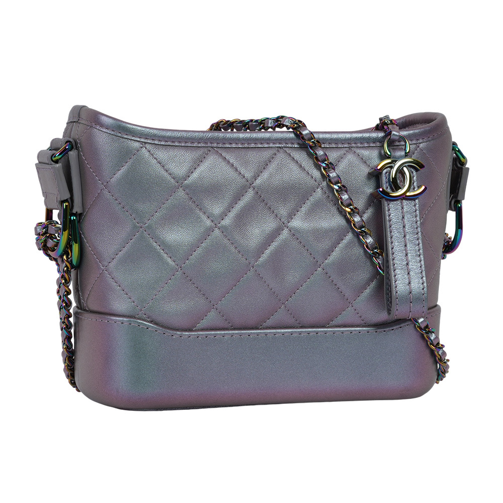 【CHANEL】Gabrielle Hobo 小牛皮流浪包(小款)(炫彩紫)A91810