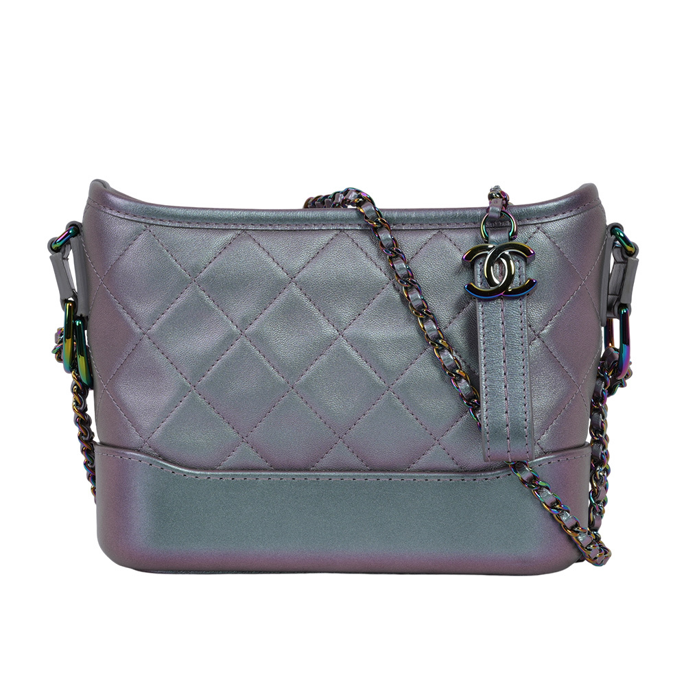 【CHANEL】Gabrielle Hobo 小牛皮流浪包(小款)(炫彩紫)A91810