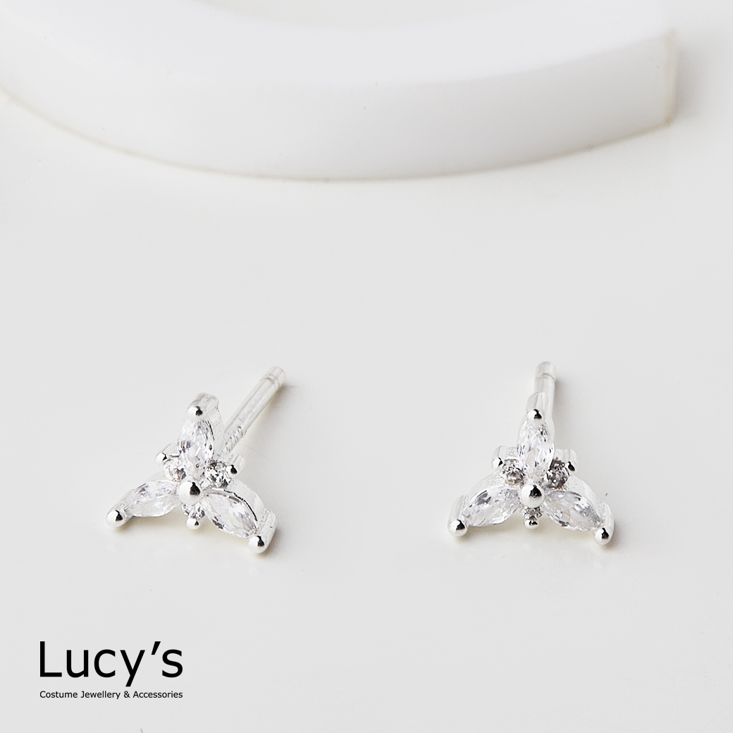 925純銀 三點晶華 耳環 (119420)