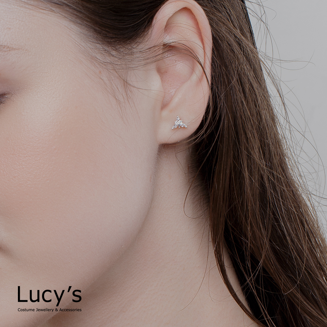 925純銀 三點晶華 耳環 (119420)