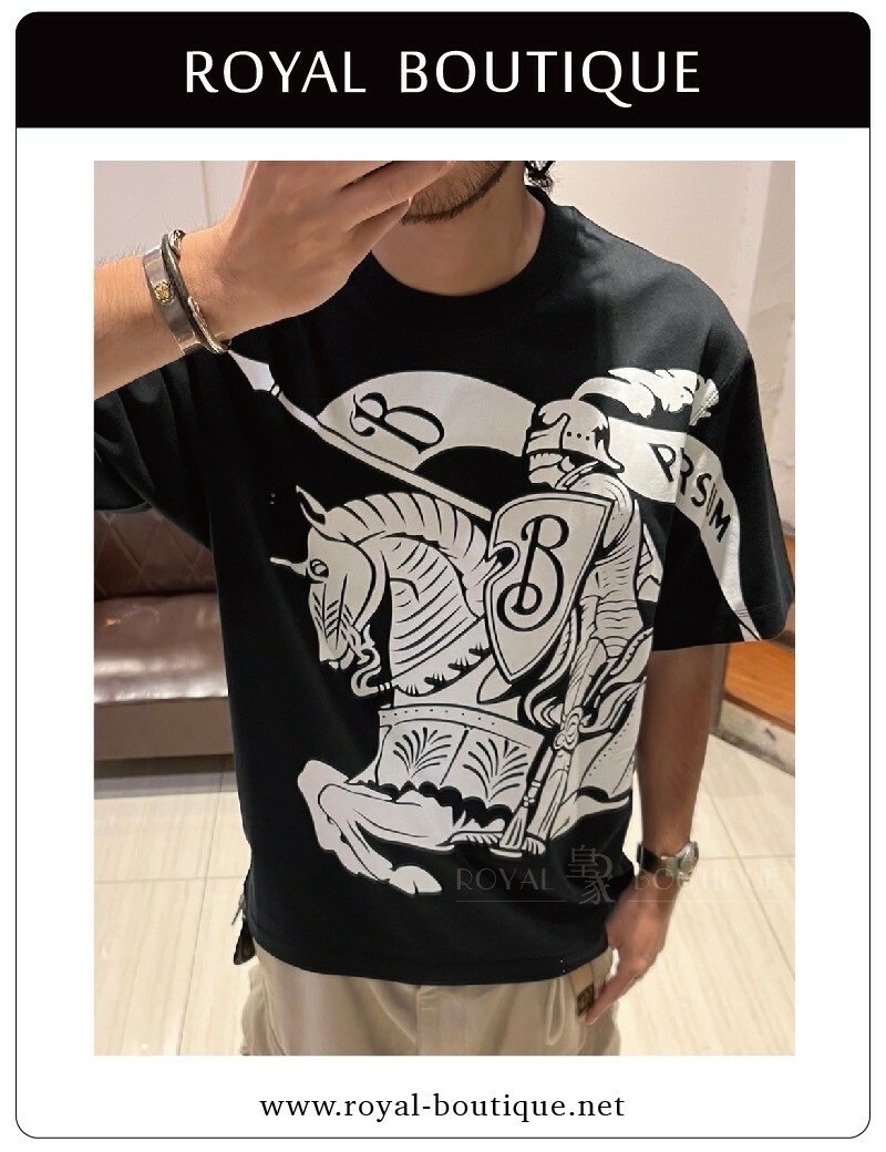 BURBERRY 胸前大面積經典騎士戰馬圖騰短T