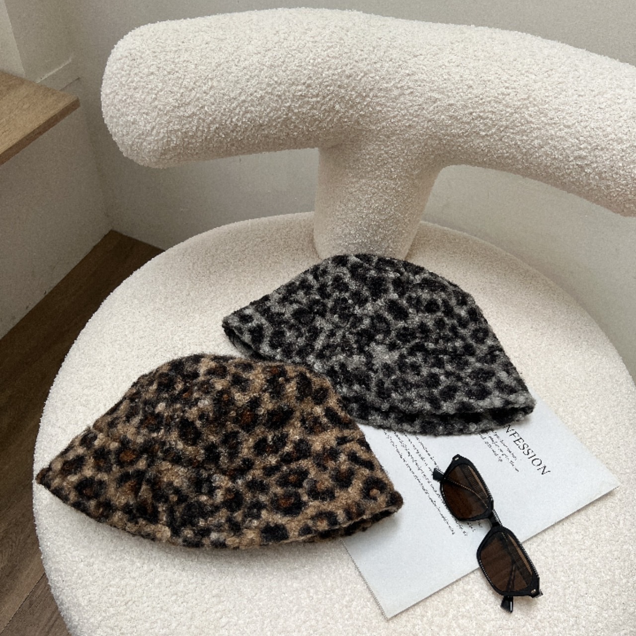 豹紋QQ毛漁夫帽/二色