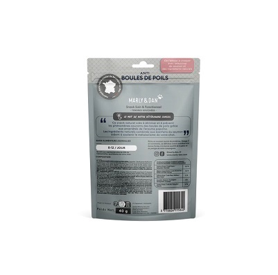 法國Marly&Dan 貓小食 低溫烘焙三文魚粒 去毛球配方 40g【$100 X 3 包】【可混合其他口味】