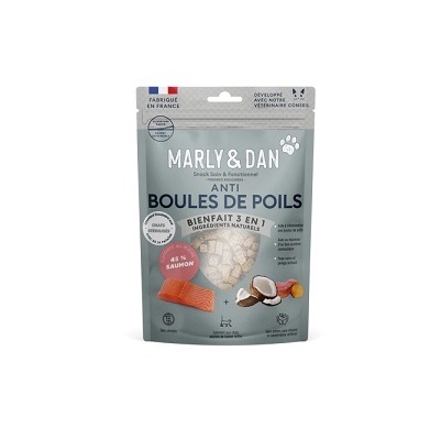 法國Marly&Dan 貓小食 低溫烘焙三文魚粒 去毛球配方 40g【$100 X 3 包】【可混合其他口味】