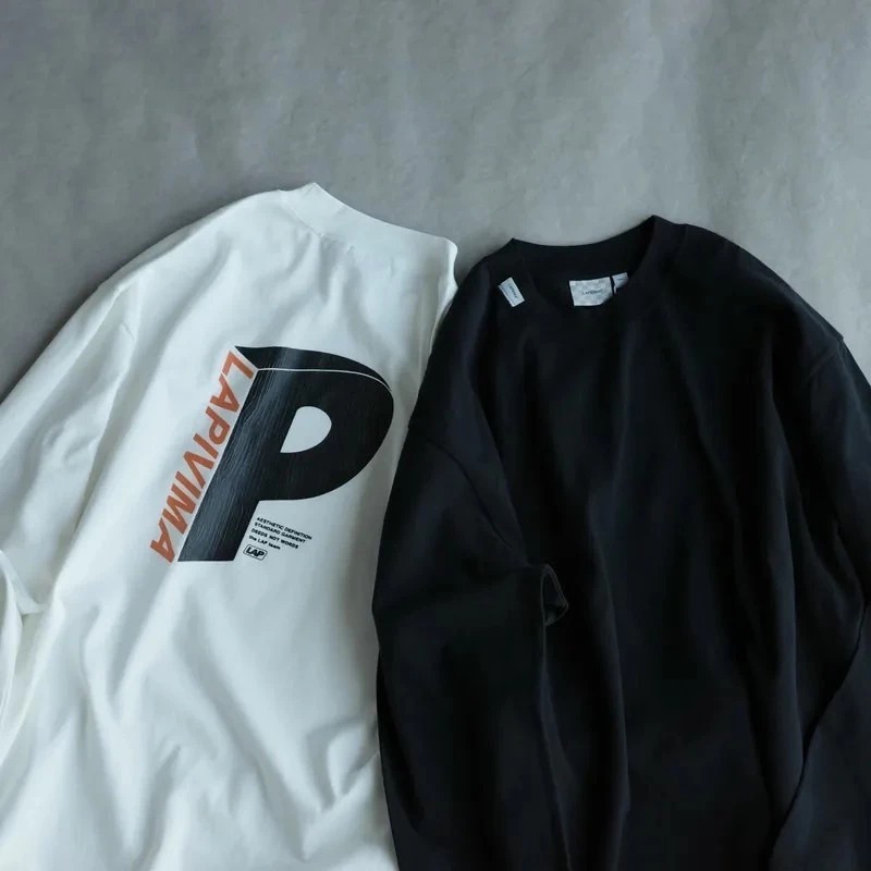 LAPRIMA 圓領P字裂紋印花長袖衛衣