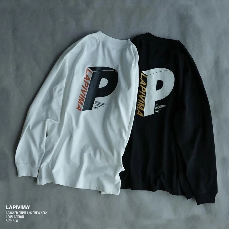 LAPRIMA 圓領P字裂紋印花長袖衛衣