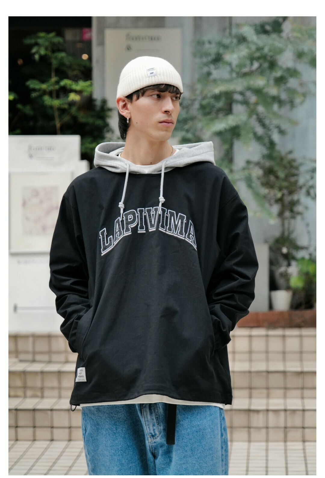 LAPRIMA 連帽拼接長袖上衣