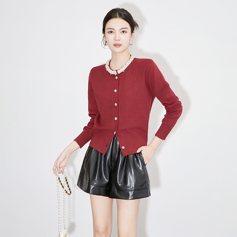 珍珠領排釦針織上衣外套 三色