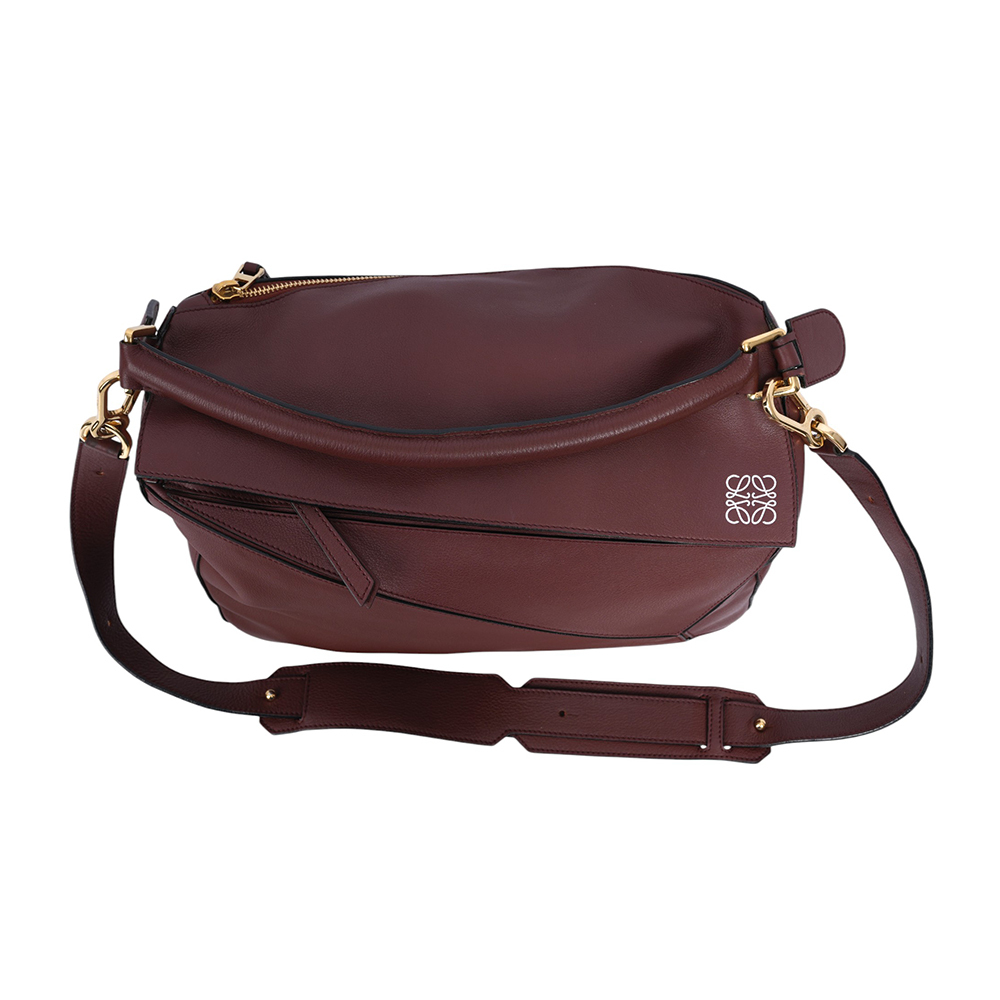 【LOEWE】Puzzle 拼圖粒面小牛皮手提/斜背兩用包(大款)(棕紅色)LO19000015