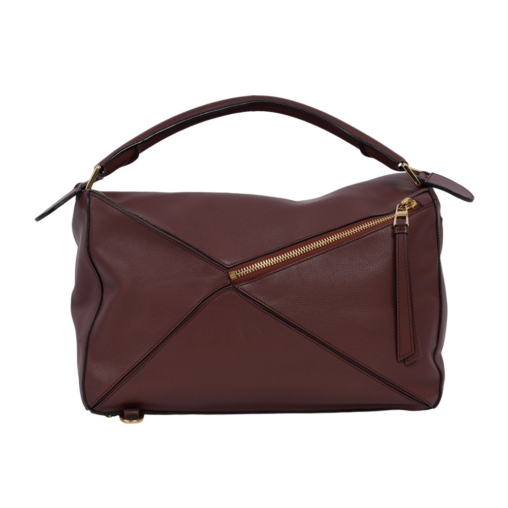 【LOEWE】Puzzle 拼圖粒面小牛皮手提/斜背兩用包(大款)(棕紅色)LO19000015