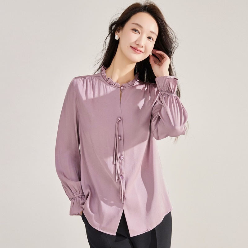 木耳領花袖雪紡襯衫 兩色