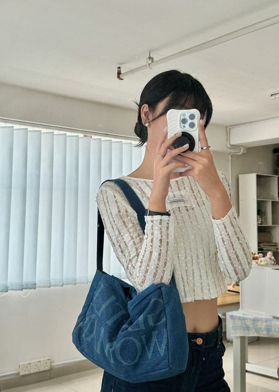 Gentle Woman Denim Dumpling Bag(Seoul Indigo)